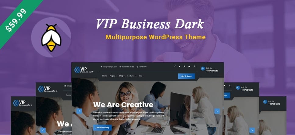 VIP Business Dark – A Multipurpose Child Theme live on WordPress.org